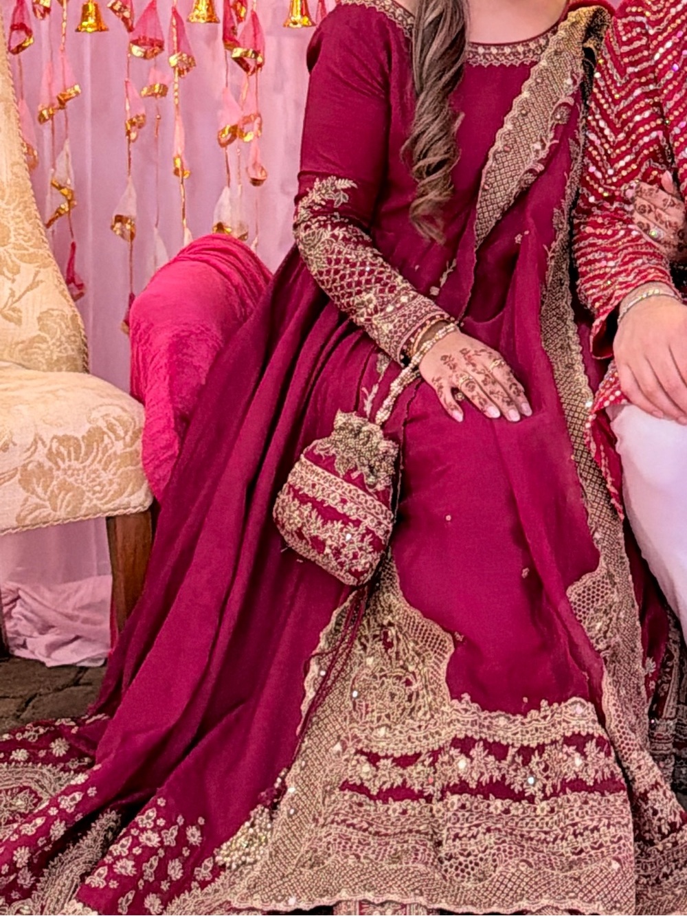 Faiza Saqlain Maxi Dress with Potli Bag Pakistani Dress - Picture 5 of 6